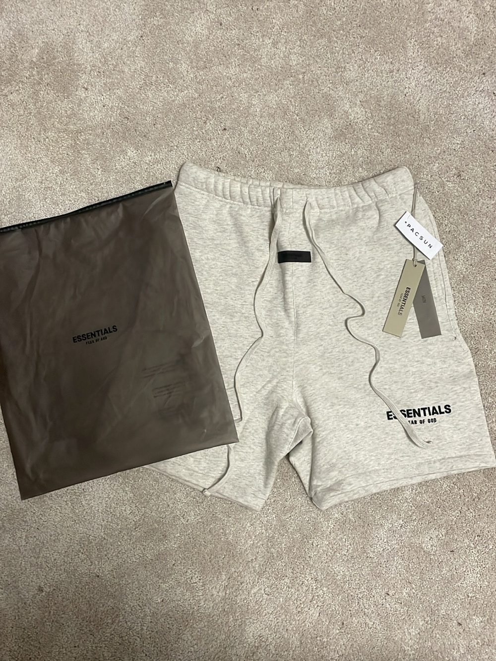 Essentials Men’s Light Grey Logo Athletic Shorts